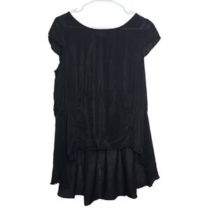 CLICK by Color Me Cotton‎ Black Cupro Rayon High Low Peplum Blouse Top Large USA